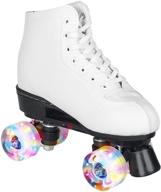 👟 awolf women's pu leather high-top roller skates: stylish four-wheel shiny skates for girls, unisex adjustable classic premium design logo