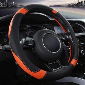 img 3 attached to NEOBEAUTY Orange Microfiber Car Steering Wheel Cover - Universal Size 37-38cm/ 15 Inches, Non-Slip, Breathable, and Durable - Steering Wheel Protective Cover