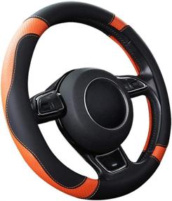img 4 attached to NEOBEAUTY Orange Microfiber Car Steering Wheel Cover - Universal Size 37-38cm/ 15 Inches, Non-Slip, Breathable, and Durable - Steering Wheel Protective Cover