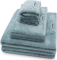 🛀 semaxe cotton towel set - luxury pack of 6 blue bath, hand, and washcloth towels for hotels, absorbent and quick dry, fluffy and soft with hanging loop logo