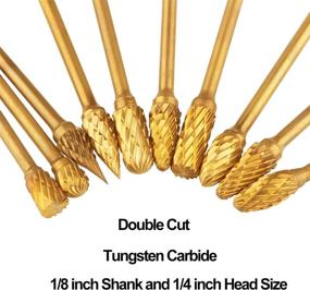 img 3 attached to 🔧 CBTONE Carbide Burr Set - 10 PCS Double Cut Tungsten Rotary Burrs for Carving, Polishing, Engraving and Drilling - 1/8" Shank