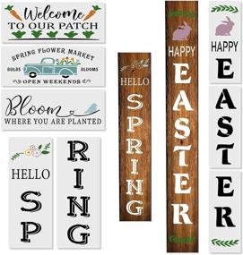 img 4 attached to 🎨 Set of 8 Reusable Spring Stencils for Wood Painting - Hello Spring & Happy Easter Front Porch Sign Stencils