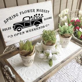 img 1 attached to 🎨 Set of 8 Reusable Spring Stencils for Wood Painting - Hello Spring & Happy Easter Front Porch Sign Stencils