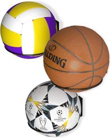 img 2 attached to Metal Black Wallniture Punto Soccer Ball, Volleyball, and Basketball Holder - Set of 3 Wall Mount Ball Organization and Storage Rack