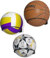 metal black wallniture punto soccer ball, volleyball, and basketball holder - set of 3 wall mount ball organization and storage rack logo