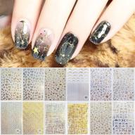 torokom 12 sheets metallic nail stickers for women - 3d star moon leaf line design decals for manicures - self-adhesive fingernail decorations for girls - perfect gift for women logo