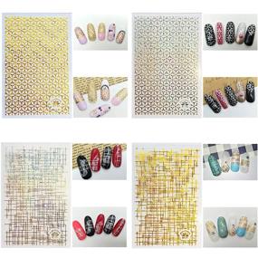 img 1 attached to TOROKOM 12 Sheets Metallic Nail Stickers for Women - 3D Star Moon Leaf Line Design Decals for Manicures - Self-Adhesive Fingernail Decorations for Girls - Perfect Gift for Women