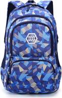 fanci geometric backpack: stylish, durable, and waterproof schoolbag logo