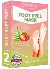 img 4 attached to 🍓 Plantifique Foot Peel Mask - 2 Pack Strawberry Feet Peeling Mask for Soft Baby Feet - Dermatologically Tested, Cracked Heel Repair, Dead Skin Remover - Exfoliating Natural Peeling Treatment