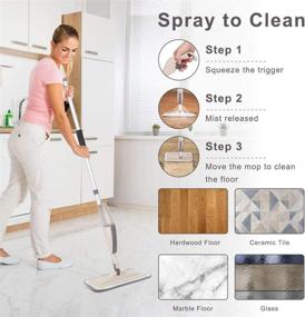 img 2 attached to 🧹 Spray Mop for Hard Floors - Perfect for Home Kitchen Wood, Tile, Laminate, and Ceramic Floors - Effective Cleaning with 250ml Refillable Water Tank - Includes 2 Extra Microfiber Washable Reusable Pads and 1 Scraper