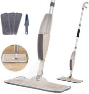 🧹 spray mop for hard floors - perfect for home kitchen wood, tile, laminate, and ceramic floors - effective cleaning with 250ml refillable water tank - includes 2 extra microfiber washable reusable pads and 1 scraper logo