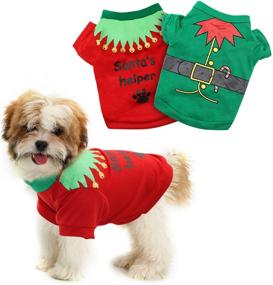 img 4 attached to 🐾 HYLYUN 2 Pack Christmas Dog Shirts: Stylish Pet T-Shirt Set for Small Dogs and Cats - Perfect Cosplay Pet Apparel for the Holiday Season