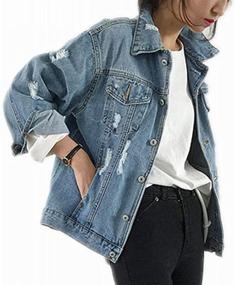 img 3 attached to Beskie Oversized Jacket Destoryed Sleeve Boyfriend Women's Clothing