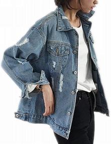 img 2 attached to Beskie Oversized Jacket Destoryed Sleeve Boyfriend Women's Clothing