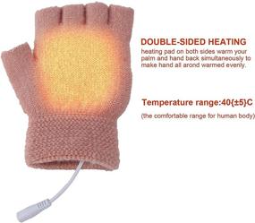 img 1 attached to 🔥 USB Heated Gloves Mitten: Unisex Hand Warmers for Winter, Full Finger and Half Fingerless Design