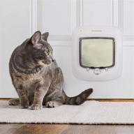 petsafe microchip cat door, rfid multi-user access for up to 40 pets, 4-way locking, weatherproof, easy install, with hardware kit - ideal for cat litter box or pet feeder privacy. logo