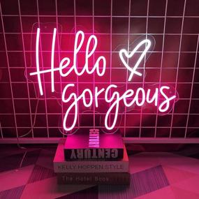 img 2 attached to 🌟 Hello Gorgeous Large LED Neon Signs - 19.7 inches Pink Wedding Light - Bedroom, Birthday Party, Home, Bar Decor - LED Neon Light Sign for Wall Christmas Art Gift (19.7x14.1)