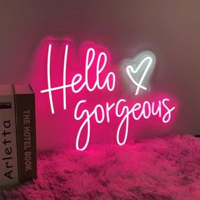 img 1 attached to 🌟 Hello Gorgeous Large LED Neon Signs - 19.7 inches Pink Wedding Light - Bedroom, Birthday Party, Home, Bar Decor - LED Neon Light Sign for Wall Christmas Art Gift (19.7x14.1)