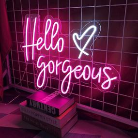 img 3 attached to 🌟 Hello Gorgeous Large LED Neon Signs - 19.7 inches Pink Wedding Light - Bedroom, Birthday Party, Home, Bar Decor - LED Neon Light Sign for Wall Christmas Art Gift (19.7x14.1)