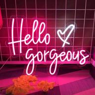 🌟 hello gorgeous large led neon signs - 19.7 inches pink wedding light - bedroom, birthday party, home, bar decor - led neon light sign for wall christmas art gift (19.7x14.1) логотип