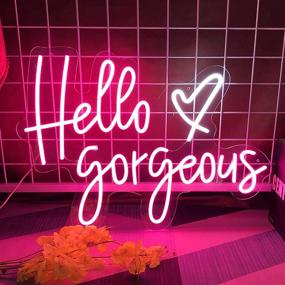 img 4 attached to 🌟 Hello Gorgeous Large LED Neon Signs - 19.7 inches Pink Wedding Light - Bedroom, Birthday Party, Home, Bar Decor - LED Neon Light Sign for Wall Christmas Art Gift (19.7x14.1)