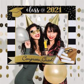 img 4 attached to 🎉 Gold Glitter Graduation Party Decoration Supplies 2021 - Large Graduation Photo Booth Props and Selfie Frame Set for College and High School Graduates, 9 Counts