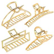 4 packs of large gold hair claw clips for thick hair – metal non-slip hair accessories logo