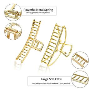 img 2 attached to 4 Packs of Large Gold Hair Claw Clips for Thick Hair – Metal Non-Slip Hair Accessories