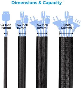 img 3 attached to 🔌 Yecaye 26ft Cable Management Sleeves: Protect Wires, USB, and Audio Cables from Pets - Black