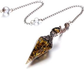 img 1 attached to 🔮 PESOENTH Tiger Eye Dowsing Pendulum: Hexagonal Gemstone Crystal Point for Healing, Divination, Scrying, and Dowser