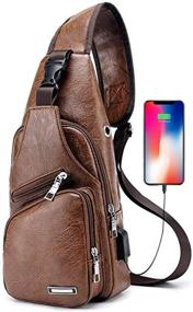 img 4 attached to 🎒 Convertible Leather Sling Crossbody: Stylish Charging Backpacks and Daypacks