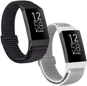img 4 attached to 🕒 XFYELE Nylon Loop Watch Bands: Versatile Fitbit Charge 4/3/SE Compatible Straps for Active Women and Men