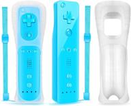 sogyupk 2 pack blue wireless controller for wii/wii u - replacement remote with silicone case & non-slip wrist strap (2 blue) logo