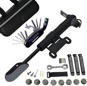 img 4 attached to 🚲 DAWAY A35 Bike Repair Kit - 120 PSI Mini Pump & 16 in 1 Bicycle Multi Tool with Handy Bag | Glueless Tire Tube Patches & Tire Levers Included - Practical Gift for Cyclists