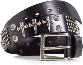 img 3 attached to Punk Leather Cross Skulls Black