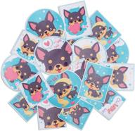 🐶 navy peony lively chihuahua puppy sticker set (18-pack) - waterproof, durable stickers for planners, laptops, water bottles logo