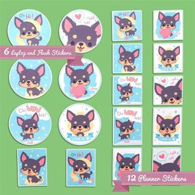 img 3 attached to 🐶 Navy Peony Lively Chihuahua Puppy Sticker Set (18-Pack) - Waterproof, Durable Stickers for Planners, Laptops, Water Bottles