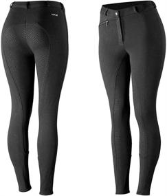 img 4 attached to Enhance Your Horse Riding Experience with HORZE Active Women's Full Seat Breeches featuring Silicone Grip and Convenient Front Pocket