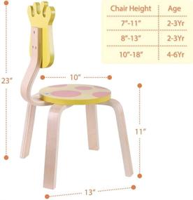 img 3 attached to 🦒 iPlay, iLearn 10 Inch Kids Solid Hardwood Animal Chair, Stackable Wooden Finish, Preschool, Daycare, Bedroom, Playroom, Nursery Seat, Giraffe Furniture Stool for Toddlers, Children, Boys, Girls