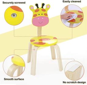 img 2 attached to 🦒 iPlay, iLearn 10 Inch Kids Solid Hardwood Animal Chair, Stackable Wooden Finish, Preschool, Daycare, Bedroom, Playroom, Nursery Seat, Giraffe Furniture Stool for Toddlers, Children, Boys, Girls