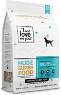 🐶 i and love and you" nude superfood dry dog food: grain-free kibble with prebiotics, probiotics, and digestive enzymes for large and small dogs (various flavors) logo