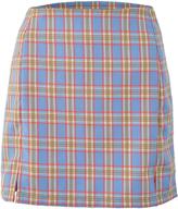 👗 huilan women's plaid tweed high waist a-line mini skirt logo