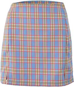 img 4 attached to 👗 HUILAN Women's Plaid Tweed High Waist A-Line Mini Skirt