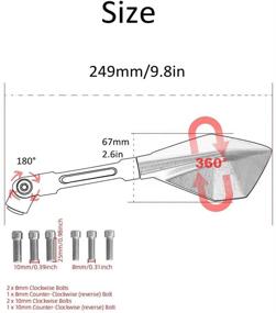 img 2 attached to 🔵 Премиум универсальные зеркала для мотоциклов: болты с резьбой 8 мм и 10 мм, поворотная сторона синего цвета, совместимы с FZ07 FZ09 FJ07 FJ09 FZ8 XSR900.