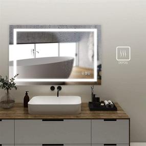 img 1 attached to 🪞 ANTEN 32x24 inch LED Lighted Bathroom Mirror: Wall Mounted Vanity Mirror with Dimmable Touch Control, Adjustable 3000-6000K Lights