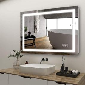 img 4 attached to 🪞 ANTEN 32x24 inch LED Lighted Bathroom Mirror: Wall Mounted Vanity Mirror with Dimmable Touch Control, Adjustable 3000-6000K Lights