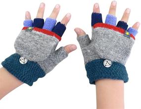 img 4 attached to Toddler Thermal Mittens Knitted Fingerless Girls' Accessories