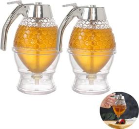 img 4 attached to 🍯 Honey Dispenser Set: Acrylic Syrup Dispenser with Beautiful Honeycomb Jar - 2 Pack