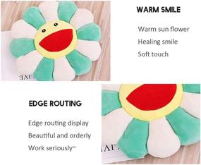 img 1 attached to 🌻 Colorful 17" Flower Plush Sunflower Seating Cushion - Vibrant Rainbow Sunflower Sofa Chairs Pillow for Kids' Reading, TV, and Bedroom Decoration