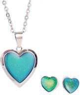 temperature changing earrings necklace heart shaped logo